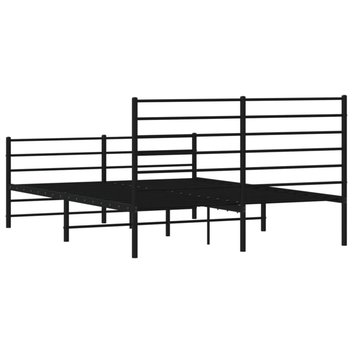 Metal Bed Frame with Headboard and Footboard Black 153x203