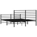 Metal Bed Frame with Headboard and Footboard Black 153x203