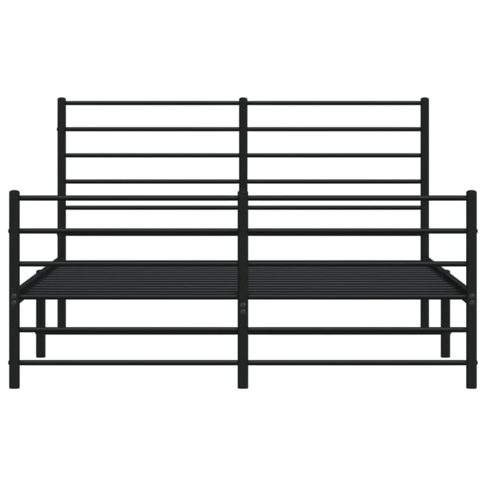 Metal Bed Frame with Headboard and Footboard Black 153x203