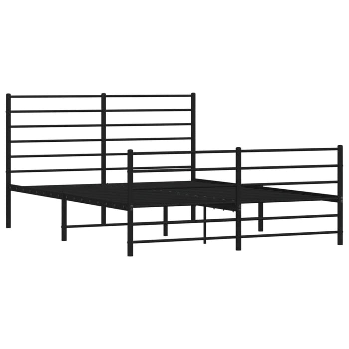 Metal Bed Frame with Headboard and Footboard Black 153x203