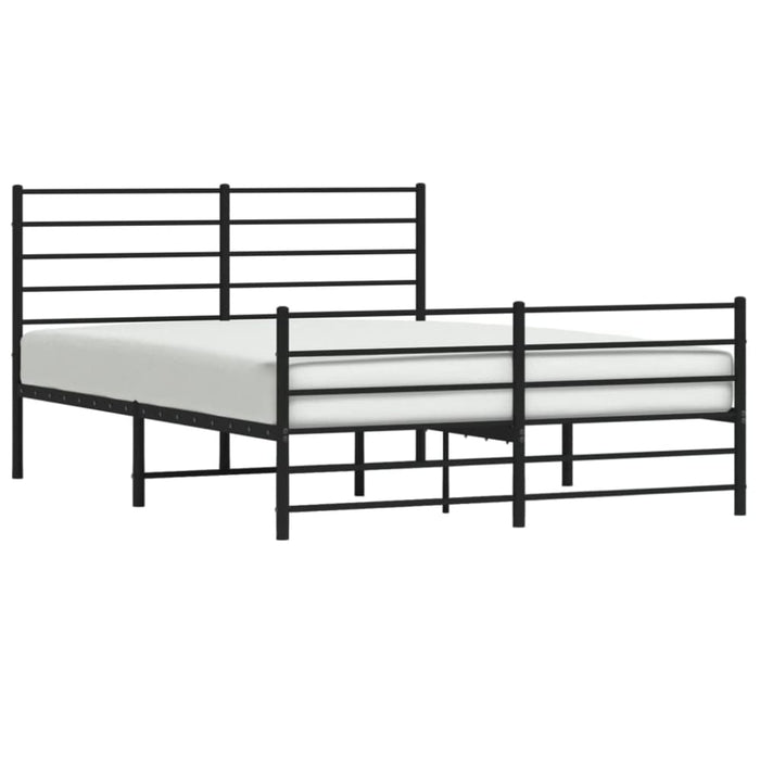 Metal Bed Frame with Headboard and Footboard Black 153x203