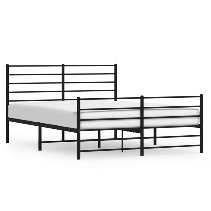 Metal Bed Frame with Headboard and Footboard Black 153x203