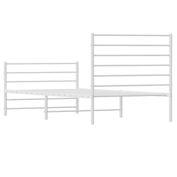 Metal Bed Frame with Headboard and Footboard White 107x203