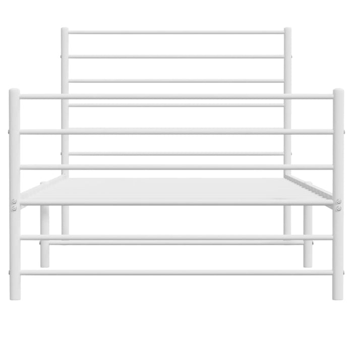 Metal Bed Frame with Headboard and Footboard White 107x203