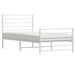 Metal Bed Frame with Headboard and Footboard White 107x203