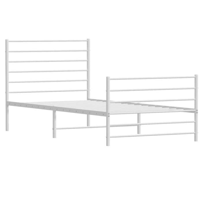 Metal Bed Frame with Headboard and Footboard White 107x203
