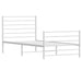Metal Bed Frame with Headboard and Footboard White 107x203