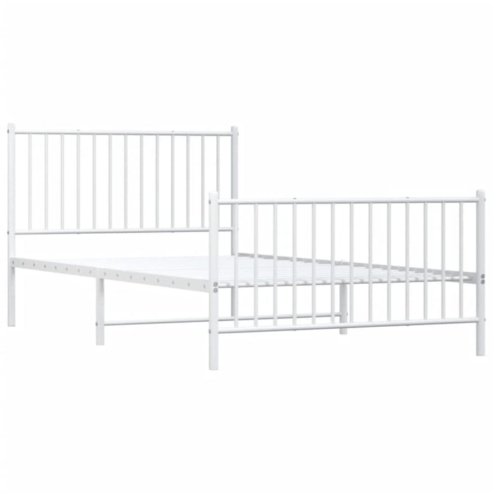Metal Bed Frame with Headboard and Footboard White 107x203