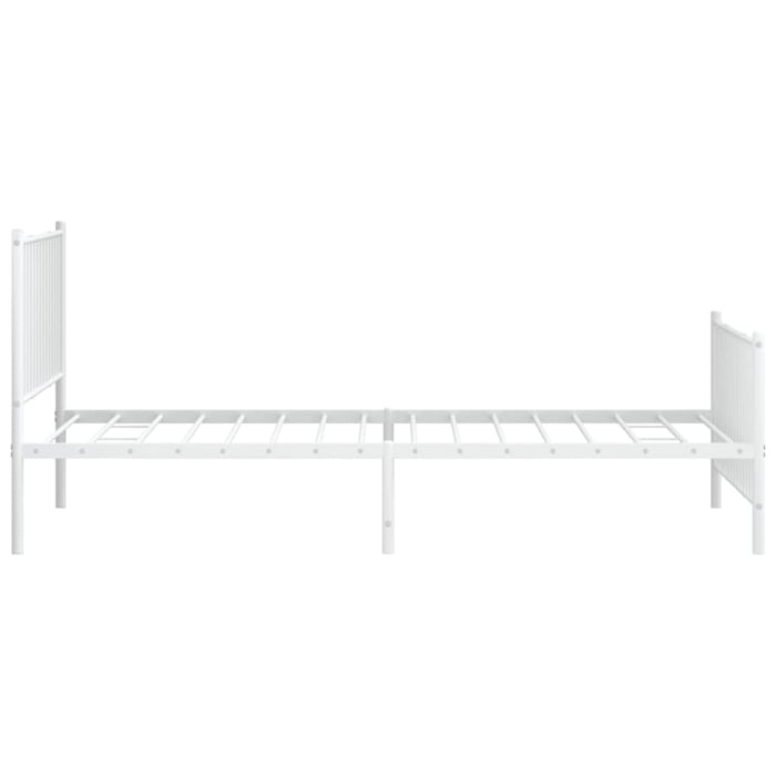 Metal Bed Frame with Headboard and Footboard White 107x203