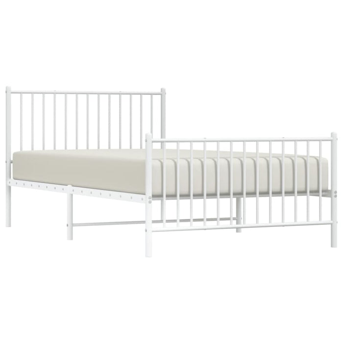 Metal Bed Frame with Headboard and Footboard White 107x203