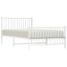 Metal Bed Frame with Headboard and Footboard White 107x203