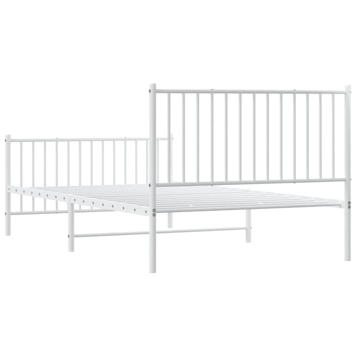 Metal Bed Frame with Headboard and Footboard White 107x203