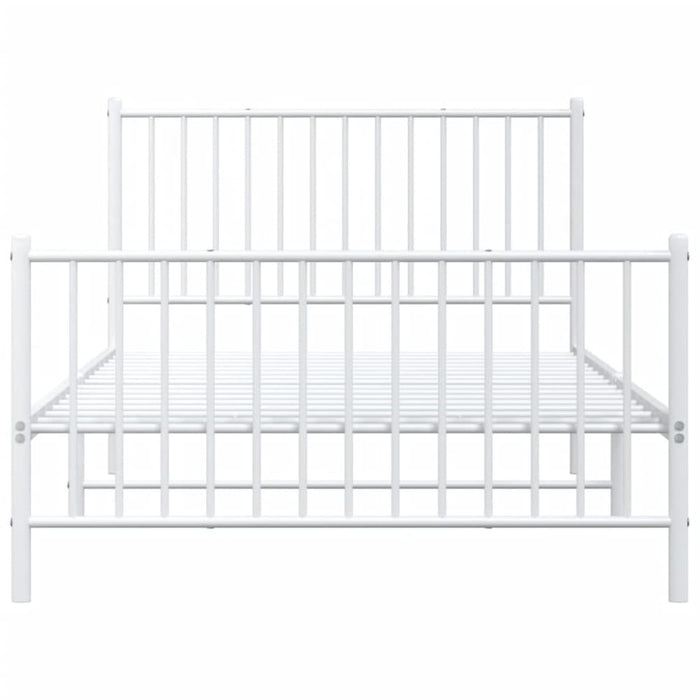 Metal Bed Frame with Headboard and Footboard White 107x203