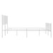 Metal Bed Frame with Headboard and Footboard White 137x187