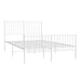 Metal Bed Frame with Headboard and Footboard White 137x187