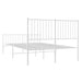 Metal Bed Frame with Headboard and Footboard White 137x187