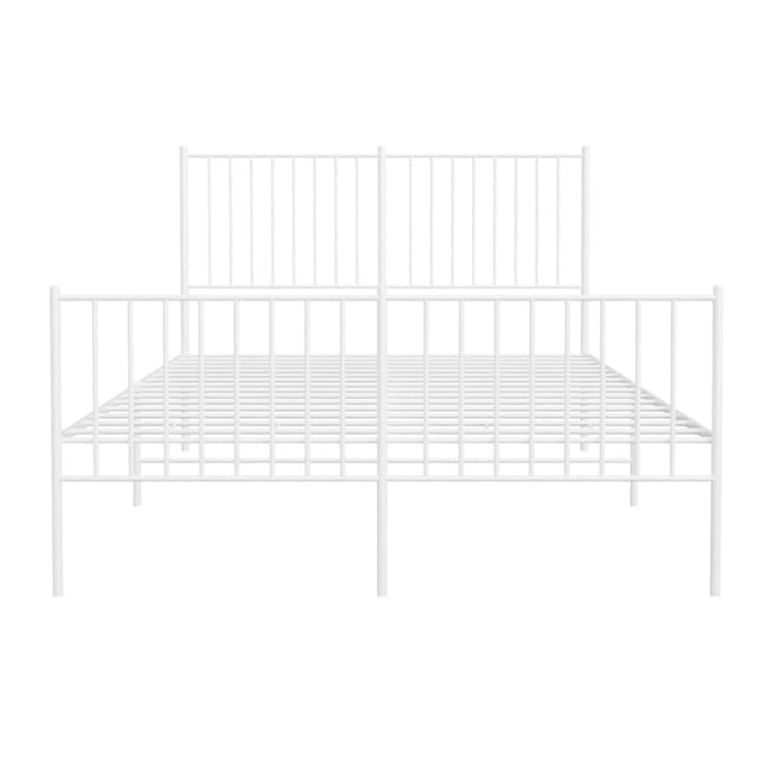 Metal Bed Frame with Headboard and Footboard White 137x187