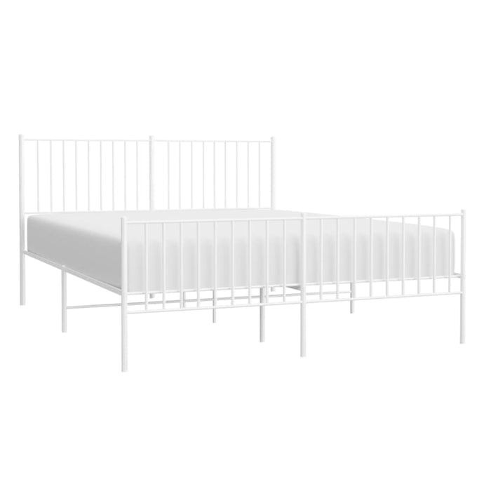 Metal Bed Frame with Headboard and Footboard White 153x203