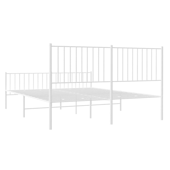 Metal Bed Frame with Headboard and Footboard White 153x203