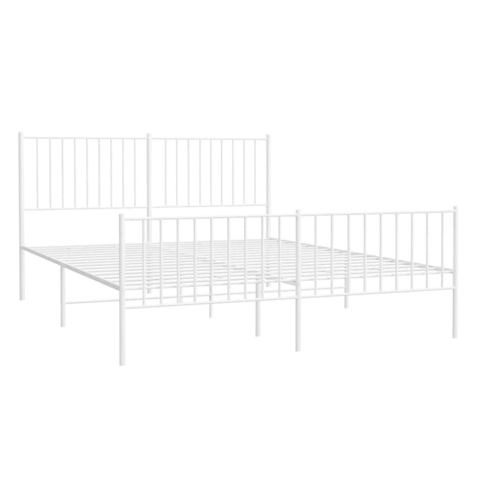 Metal Bed Frame with Headboard and Footboard White 153x203