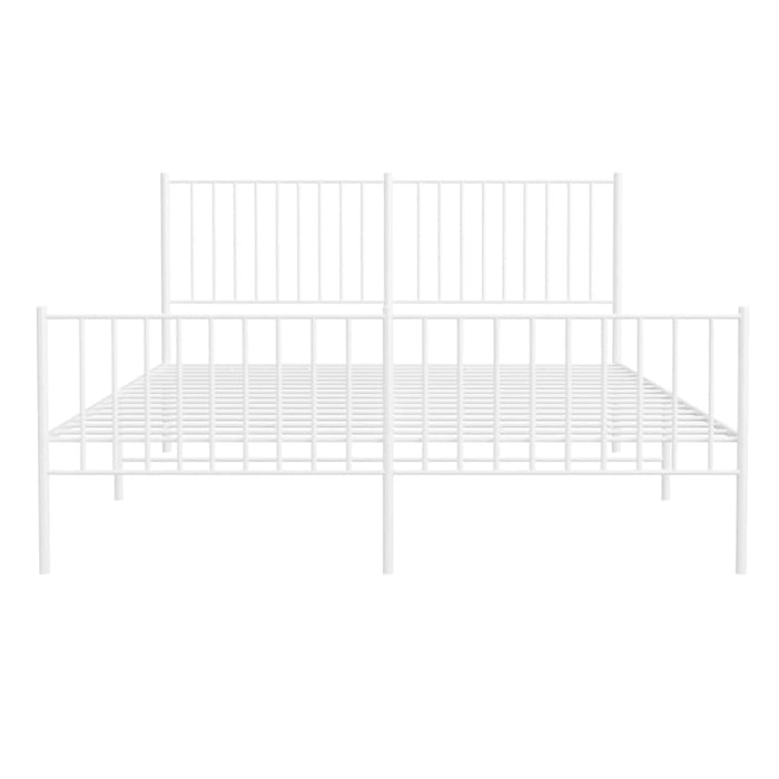 Metal Bed Frame with Headboard and Footboard White 153x203
