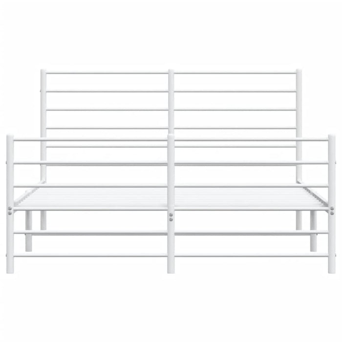 Metal Bed Frame with Headboard and Footboard White 153x203