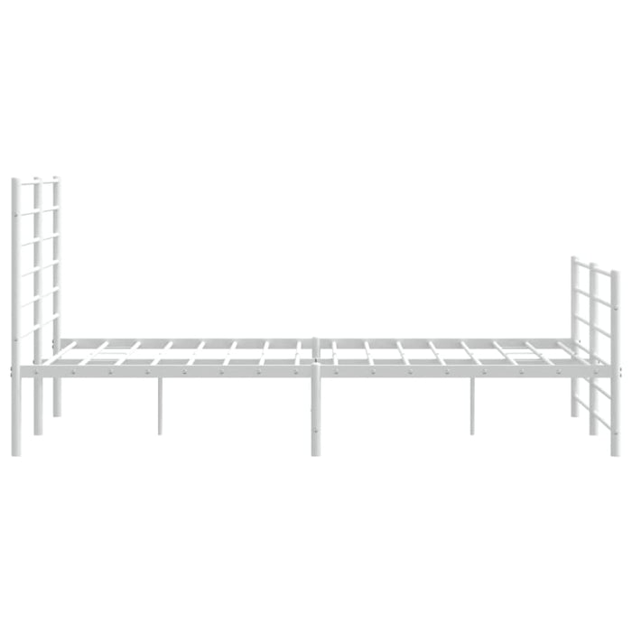 Metal Bed Frame with Headboard and Footboard White 153x203