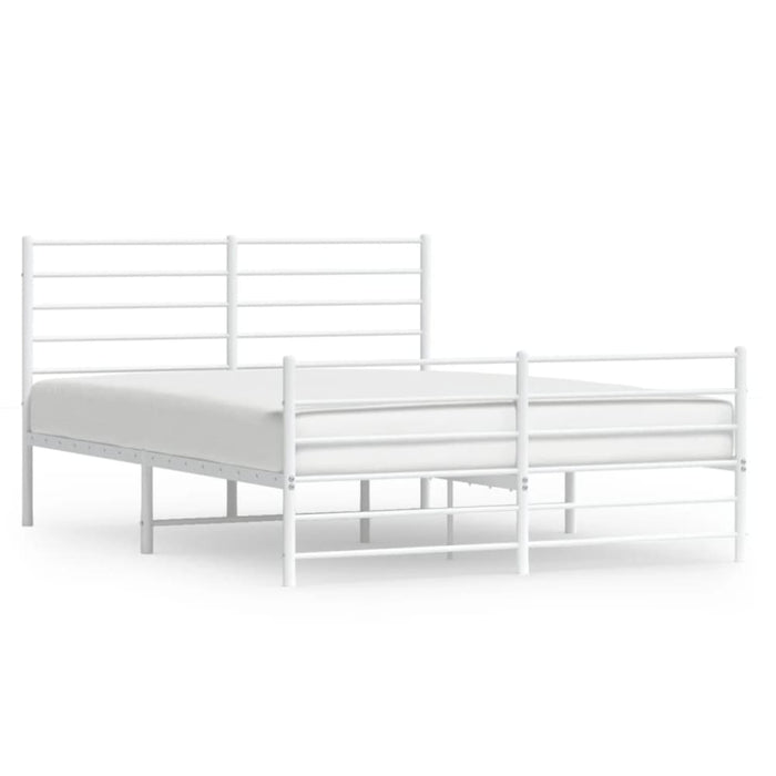 Metal Bed Frame with Headboard and Footboard White 153x203