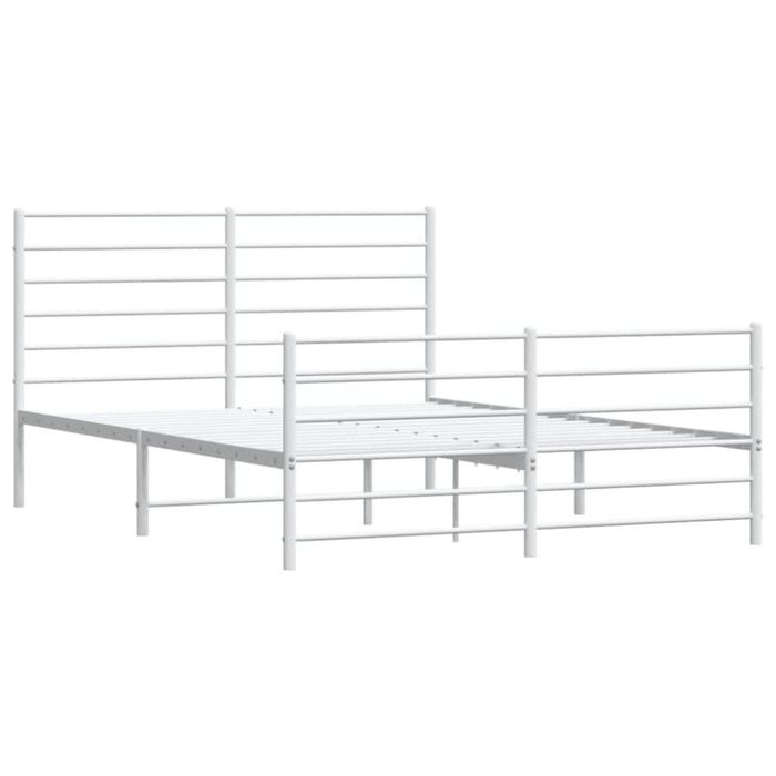 Metal Bed Frame with Headboard and Footboard White 153x203