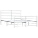 Metal Bed Frame with Headboard and Footboard White 153x203