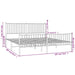Metal Bed Frame with Headboard and Footboard White 183x203