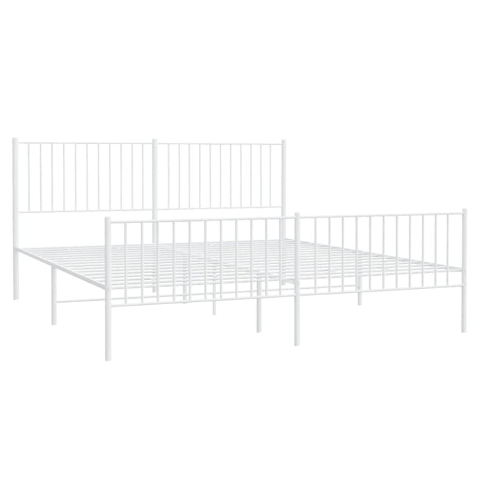 Metal Bed Frame with Headboard and Footboard White 183x203