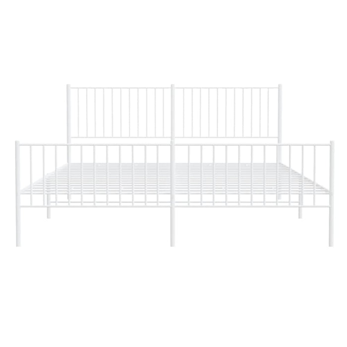 Metal Bed Frame with Headboard and Footboard White 183x203