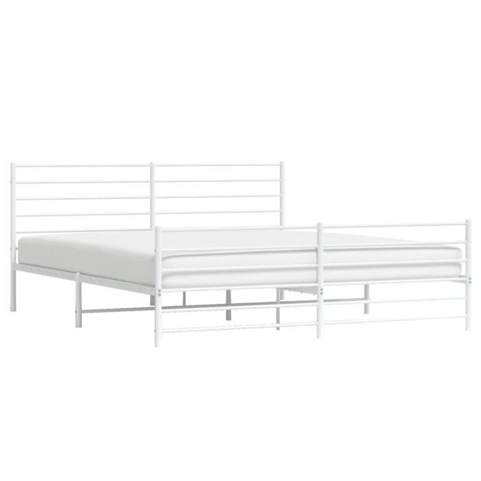 Metal Bed Frame with Headboard and Footboard White 183x203