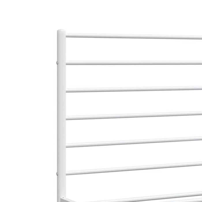 Metal Bed Frame with Headboard and Footboard White 183x203