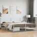 Metal Bed Frame with Headboard and Footboard White 183x203