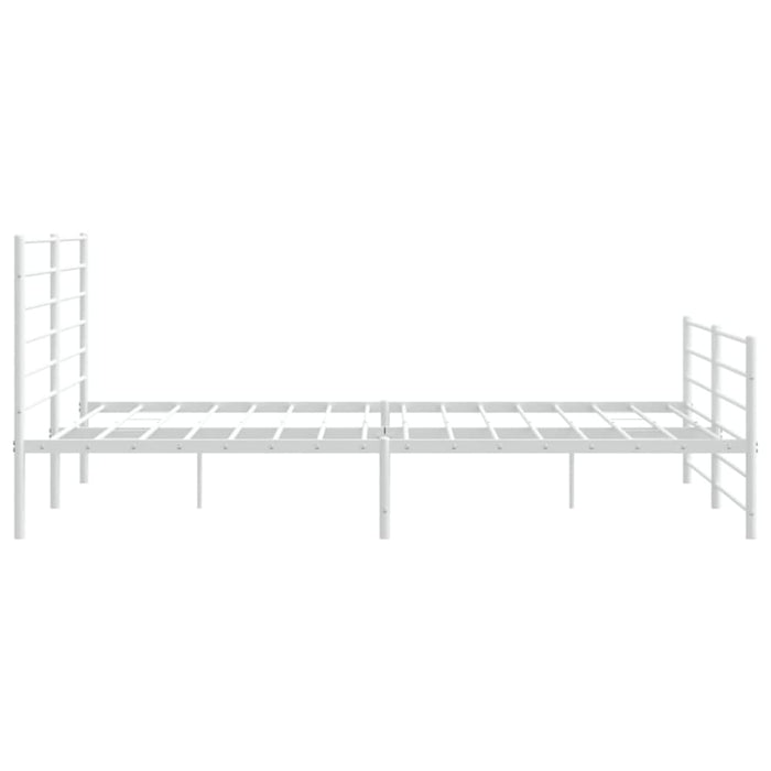 Metal Bed Frame with Headboard and Footboard White 183x203