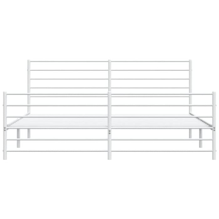 Metal Bed Frame with Headboard and Footboard White 183x203