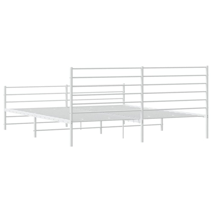 Metal Bed Frame with Headboard and Footboard White 183x203