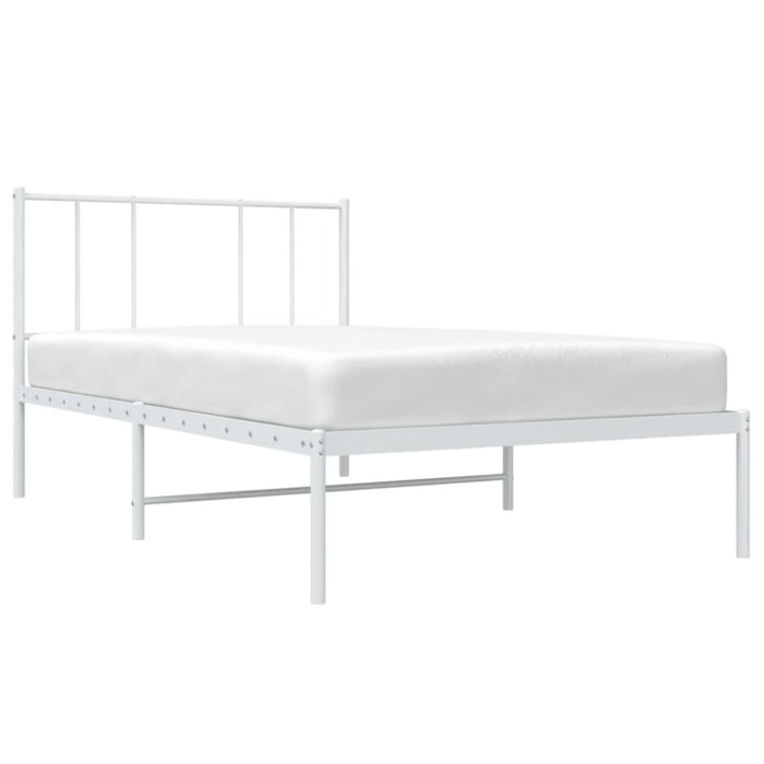 Metal Bed Frame with Headboard White 107x203 Cm King Single