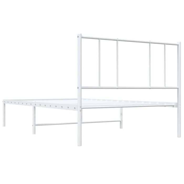 Metal Bed Frame with Headboard White 107x203 Cm King Single