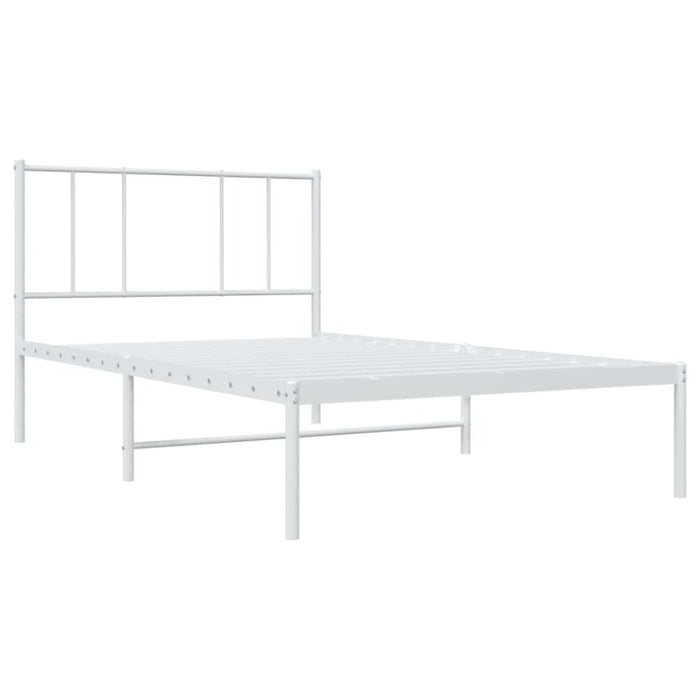 Metal Bed Frame with Headboard White 107x203 Cm King Single