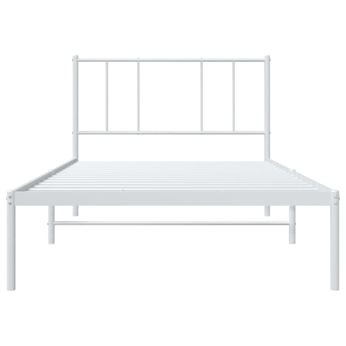 Metal Bed Frame with Headboard White 107x203 Cm King Single