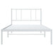 Metal Bed Frame with Headboard White 107x203 Cm King Single