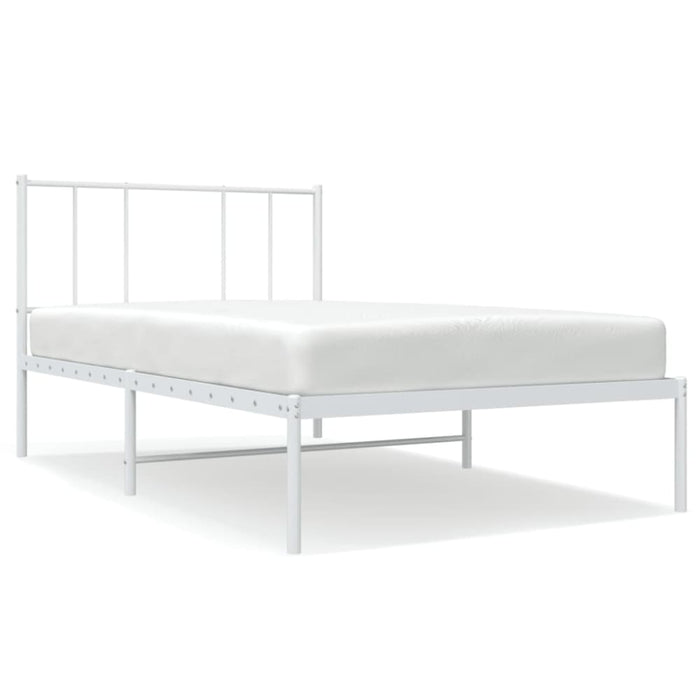 Metal Bed Frame with Headboard White 107x203 Cm King Single