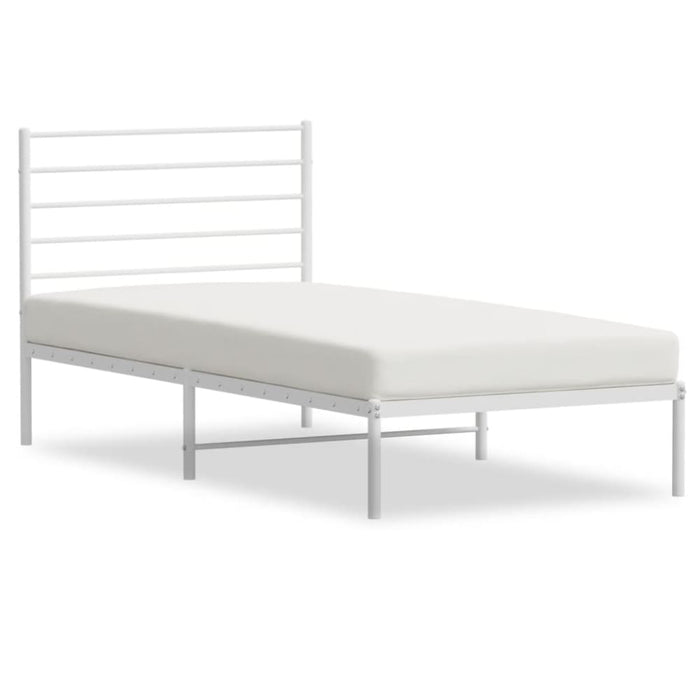 Metal Bed Frame with Headboard White 107x203 Cm King Single