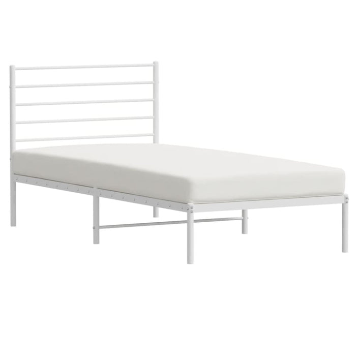 Metal Bed Frame with Headboard White 107x203 Cm King Single