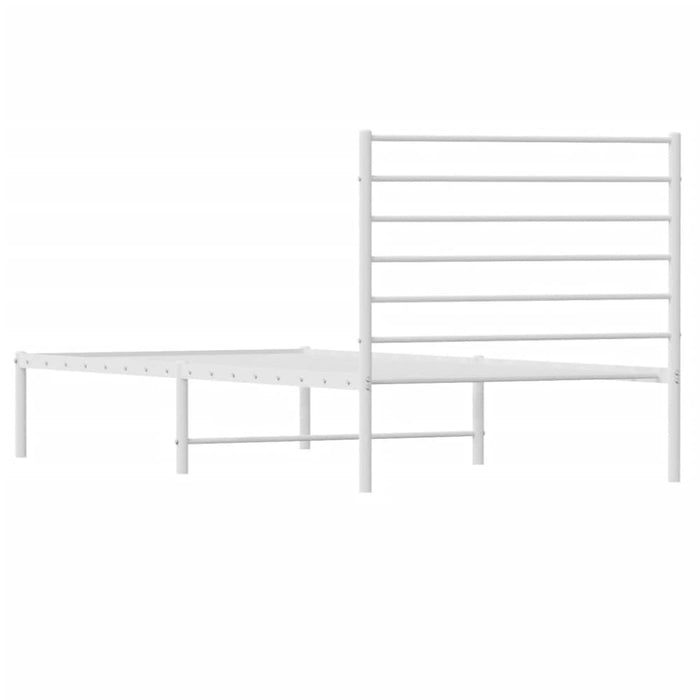 Metal Bed Frame with Headboard White 107x203 Cm King Single