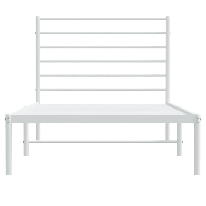 Metal Bed Frame with Headboard White 107x203 Cm King Single