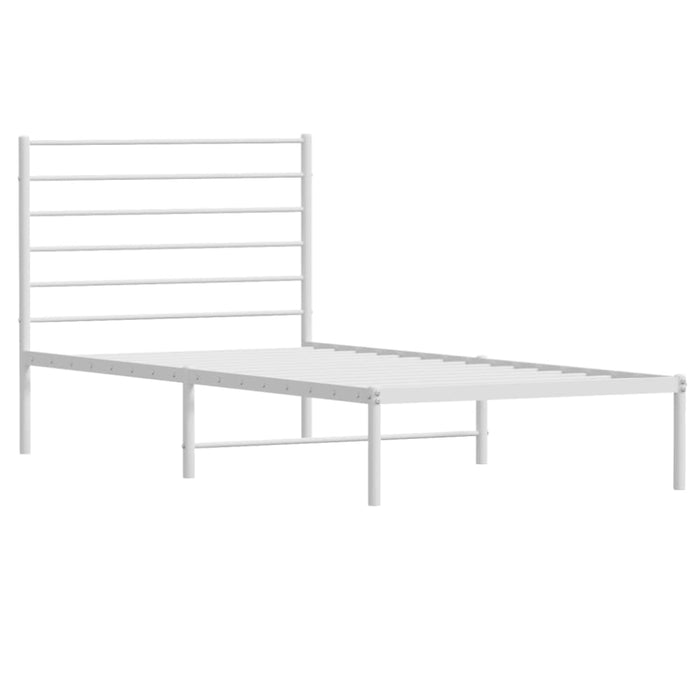 Metal Bed Frame with Headboard White 107x203 Cm King Single